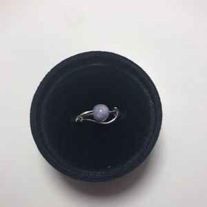 silver wire ring with Charoite bead